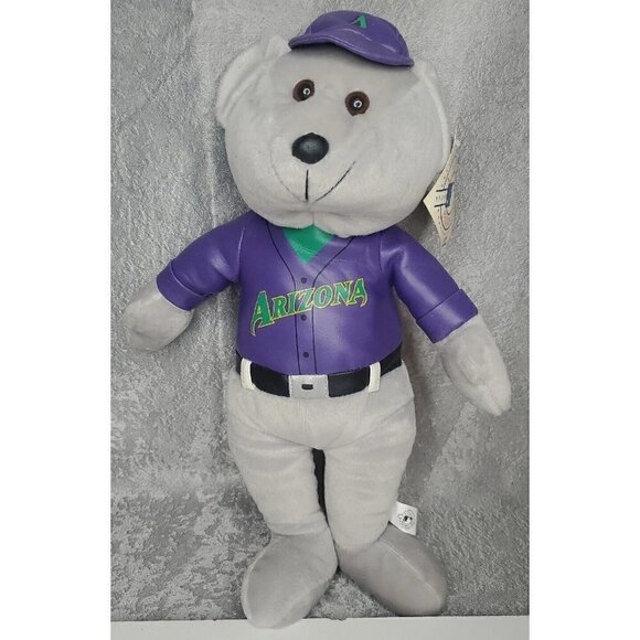 Arizona Diamondbacks Plush Stuffed Toy V Purple Leather Like Hat Jersey VTG Bear - Picture 1 of 12